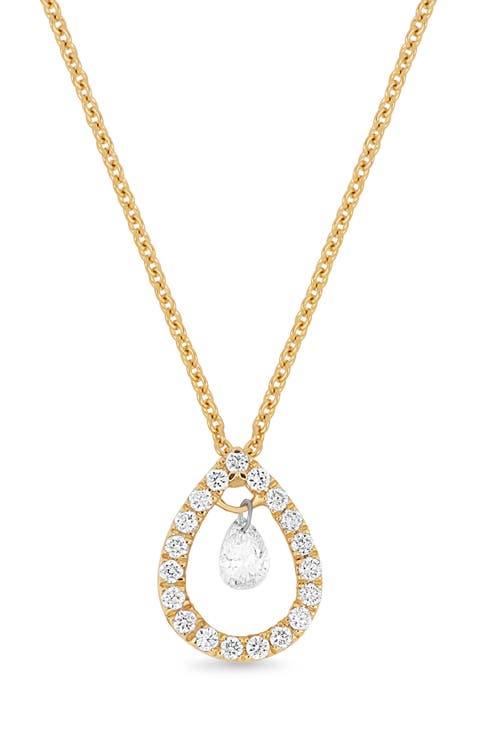18K Gold Liora Natural Dancing Diamond Pear Pendant Necklace