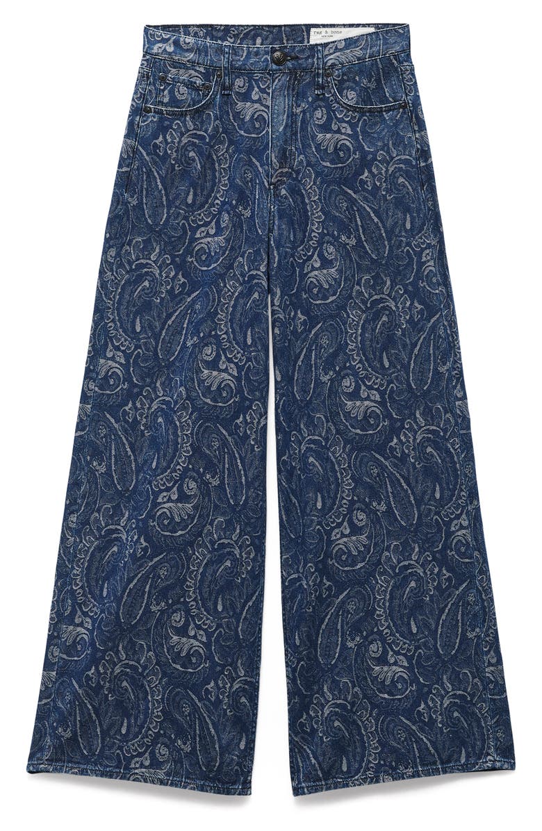 rag & bone Sofie Paisley Print High Waist Wide Leg Jeans, Alternate, color,
