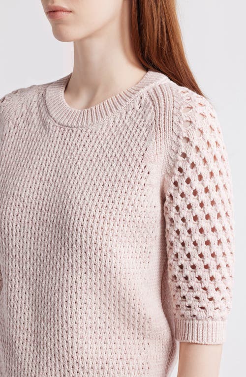 Hugo Boss Boss Funima Cotton Blend Crochet Sweater In Pink