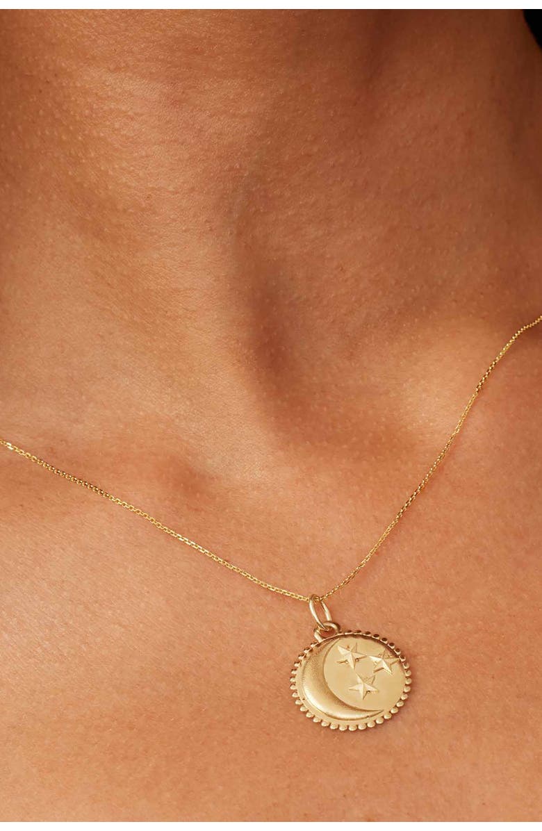 Oradina 14K Yellow Gold Goodnight Moon Medallion Pendant Charm, Alternate, color, Yellow Gold