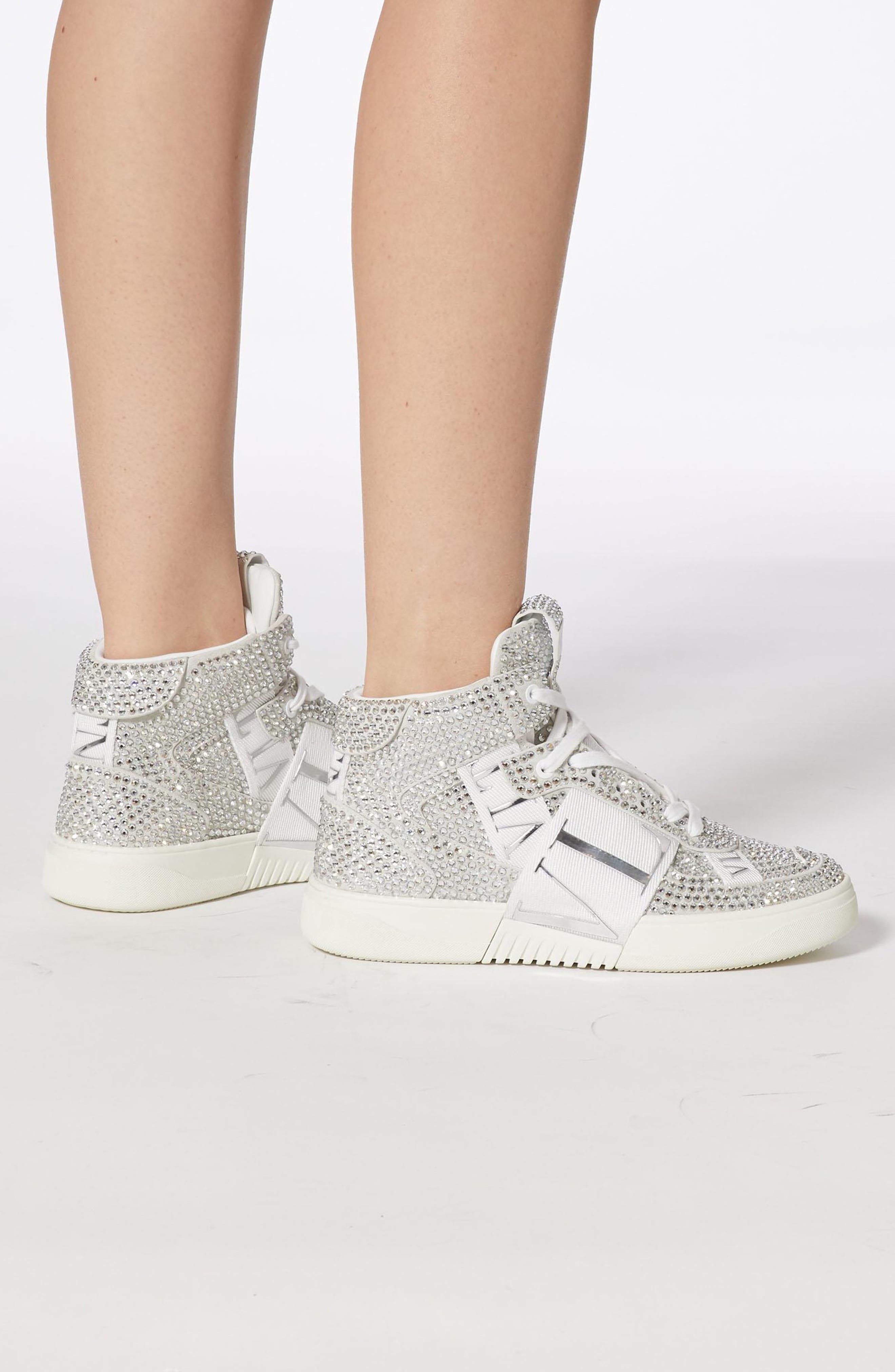 Valentino Garavani VL7N Crystal Embellished High Top Sneaker, Alternate, color, 