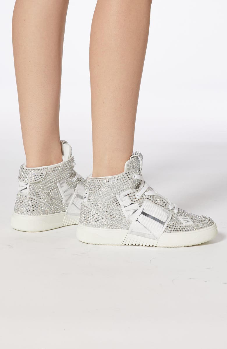 Valentino Garavani VL7N Crystal Embellished High Top Sneaker, Alternate, color,