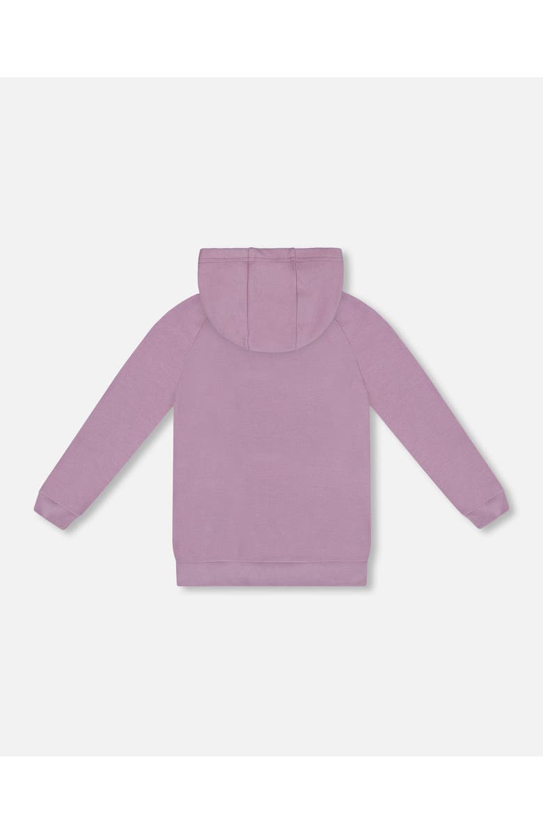 Deux par Deux Little Girl's Super Soft Brushed Jersey Hooded Tunic With Appliques Lavender, Alternate, color, 