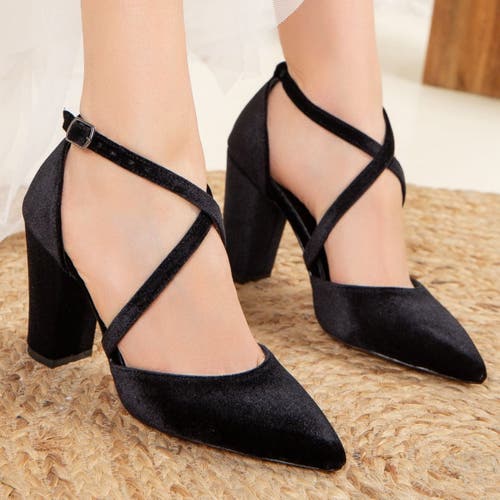 Forever & Always Shoes Women's Sina - Black Velvet High Heels In Black Velvet