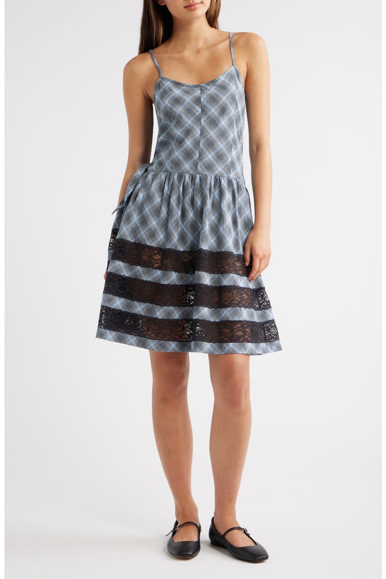Iggy Lace Insert Midi Dress, Main, color, BLUE