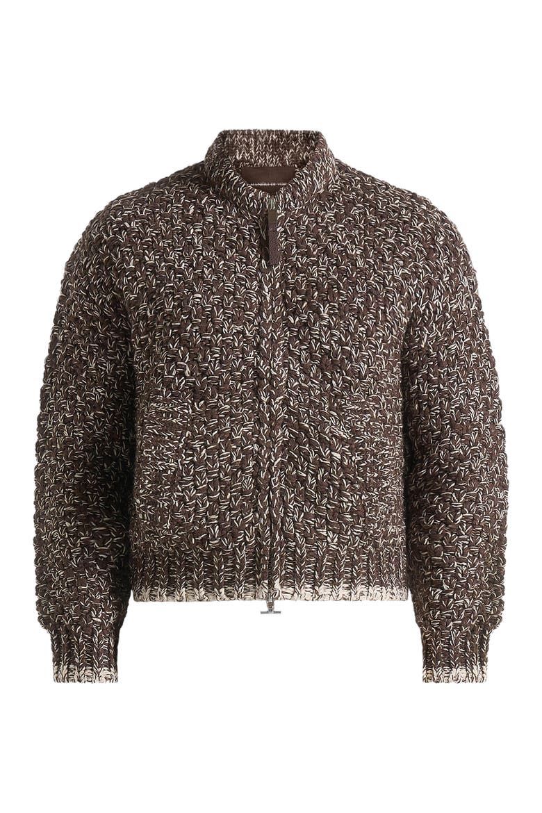 Darel Speckled Knit Bomber Jacket, Main, color, Brown