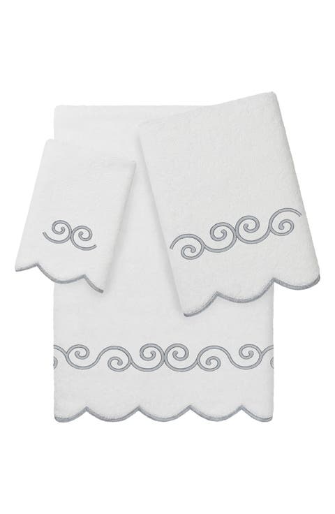 3-Piece Symmetra Embroidered Turkish Cotton Towel Set
