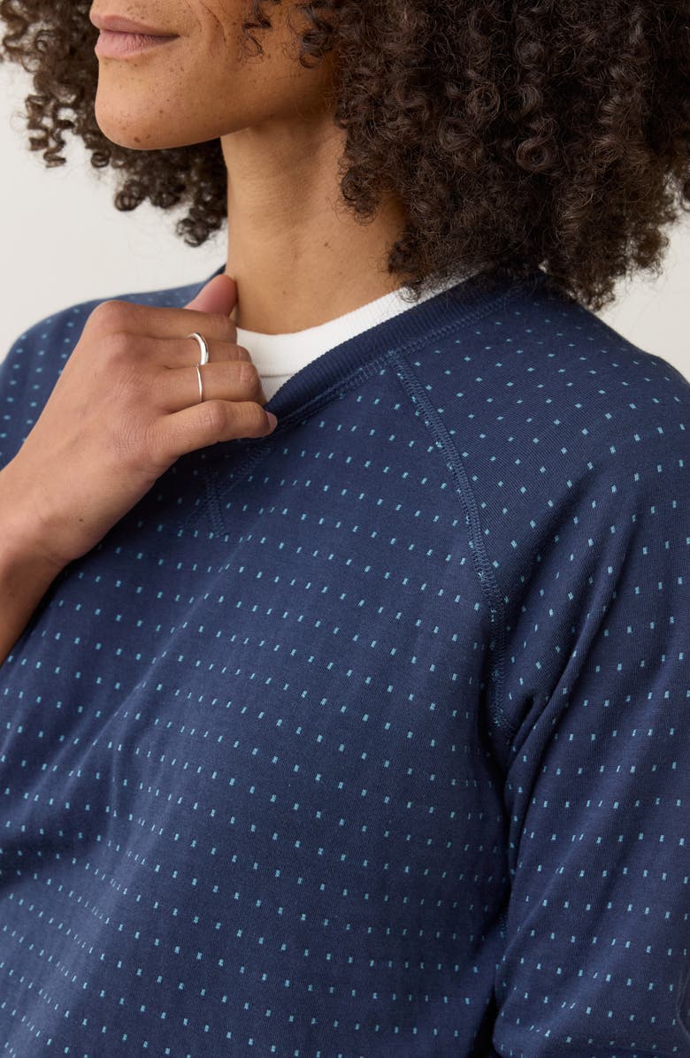 Marine Layer Juno Stripe & Dot Reversible Double Knit Top, Alternate, color, Moonlit Blue