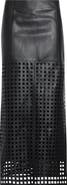Emporio Armani Laser Cut Nappa Leather Midi Skirt