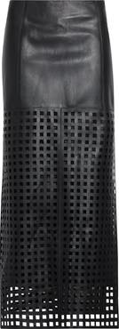 Emporio Armani Laser Cut Nappa Leather Midi Skirt