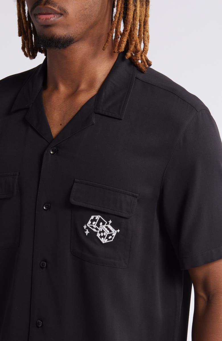 PacSun Dice Camp Shirt, Alternate, color, Black