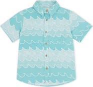 Feather 4 Arrow Kids' Wave Print Short Sleeve Button-Up Shirt