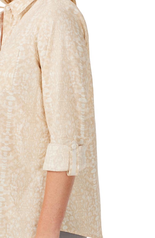FOXCROFT FOXCROFT ZOEY ABSTRACT PRINT COTTON BUTTON-UP SHIRT