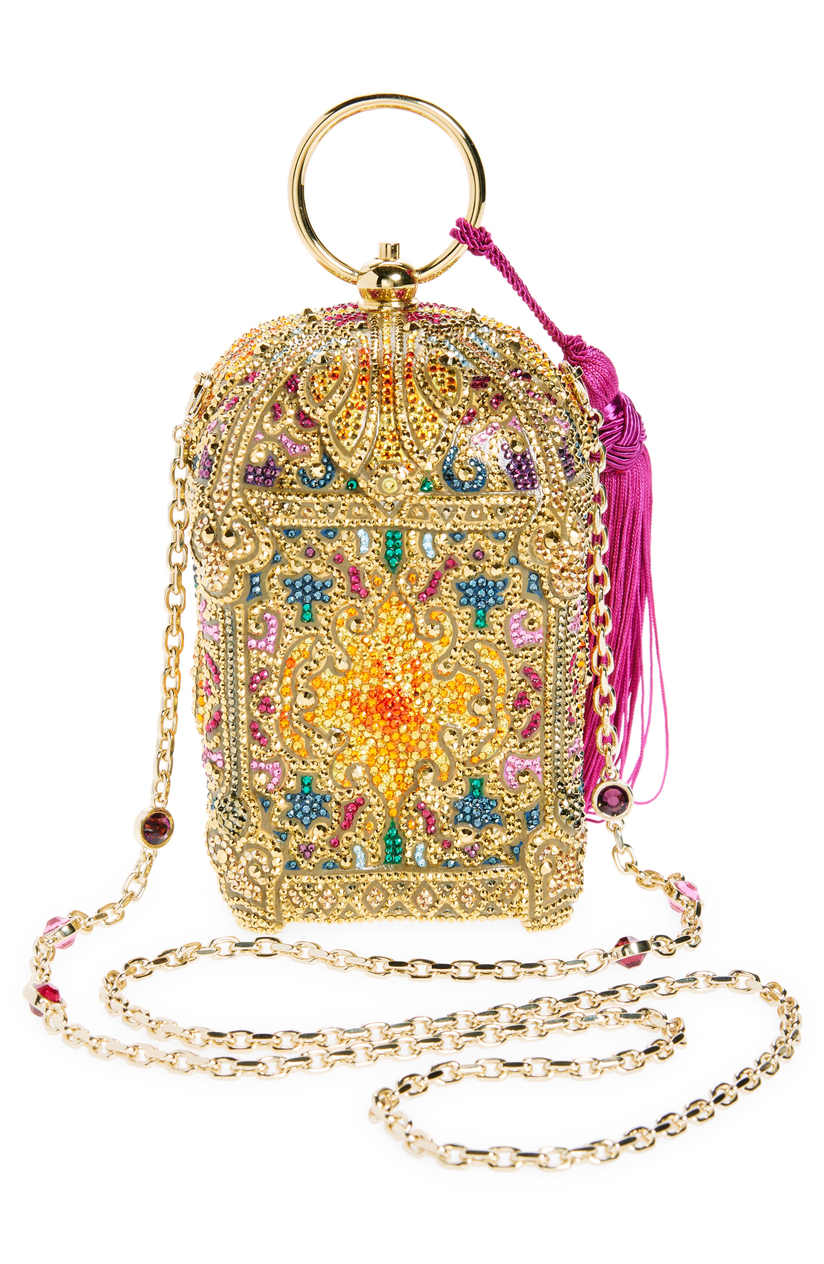 Judith Leiber Lantern Divine Crystal Embellished Clutch, Alternate, color, Champagne Aurum Multi