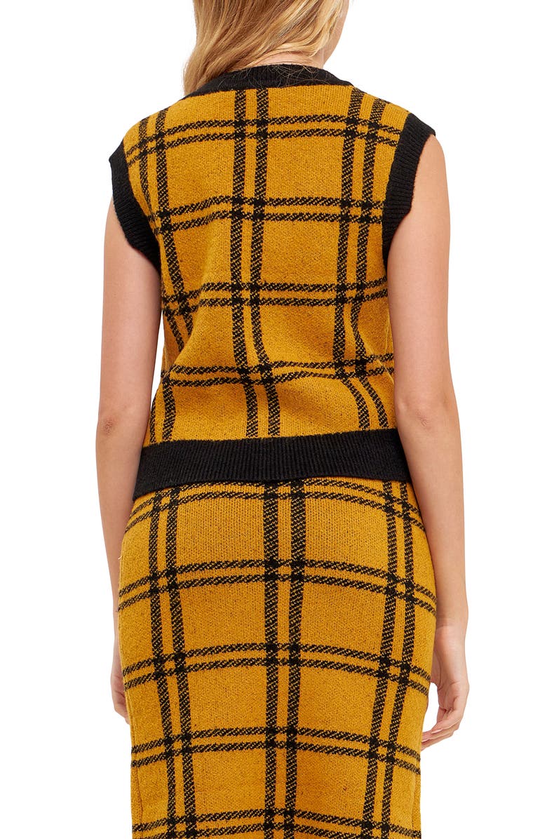 English Factory Plaid Double Knit Sweater Vest, Alternate, color, 