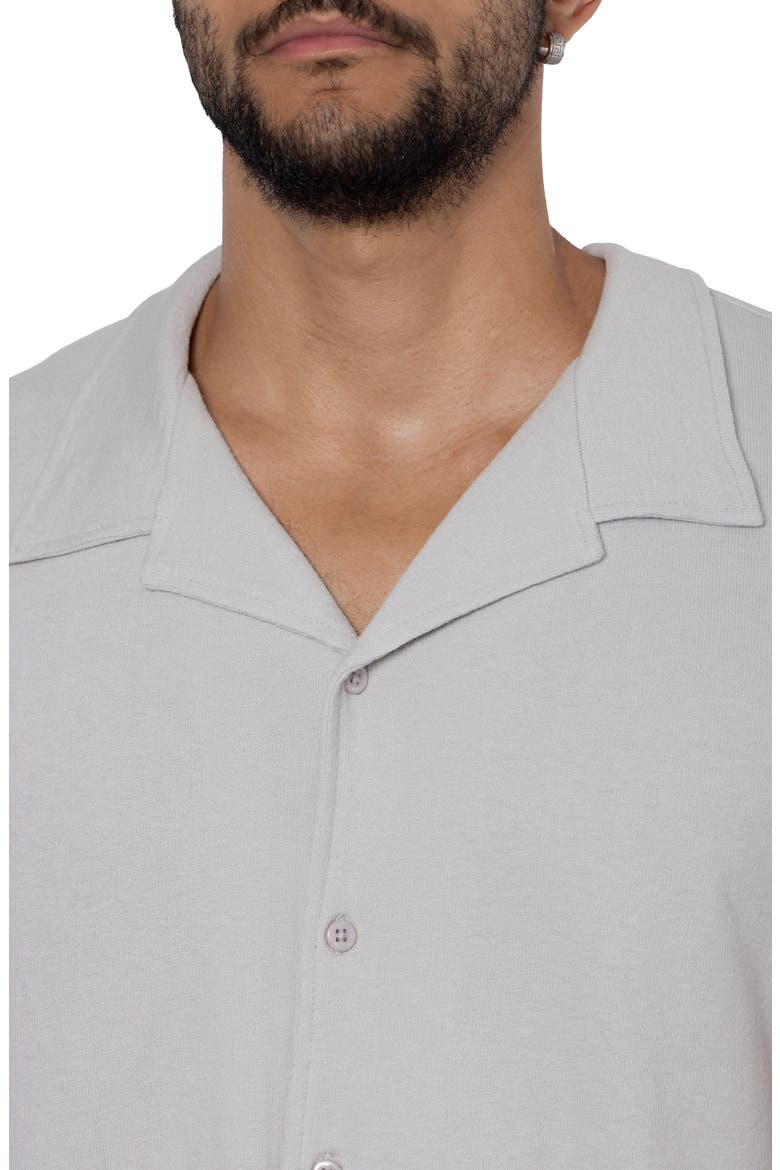 Relaxed Cotton & Hemp Button-Down Polo, Alternate, color, GRAY