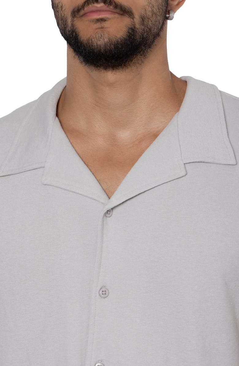 Spring + Mercer Relaxed Cotton & Hemp Button-Down Polo, Alternate, color, Gray