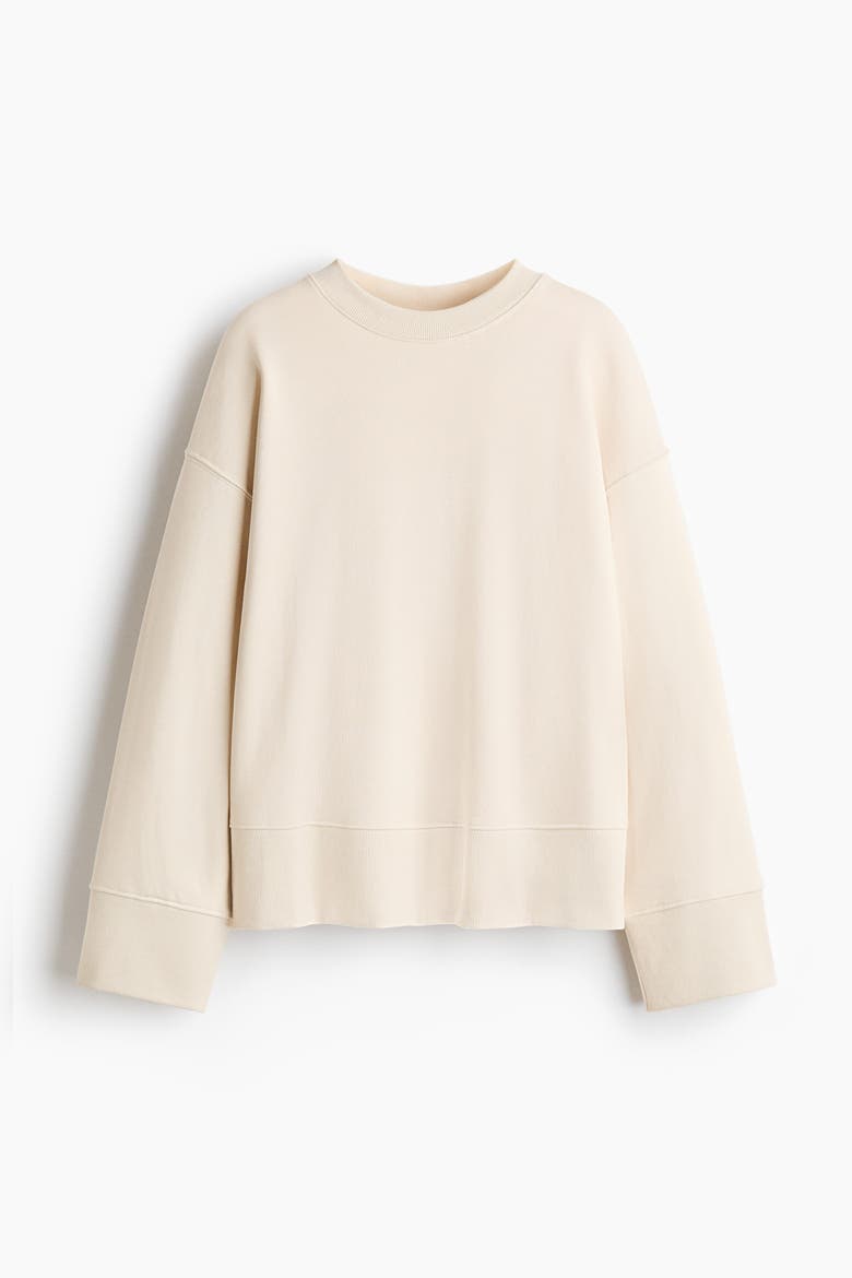 Oversized Cotton Sweatshirt, Alternate, color, Light beige