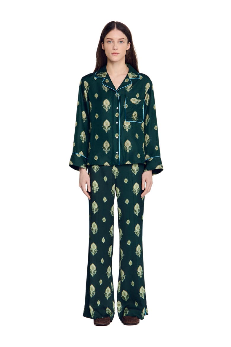 Paisley print pyjama shirt, Alternate, color, Green