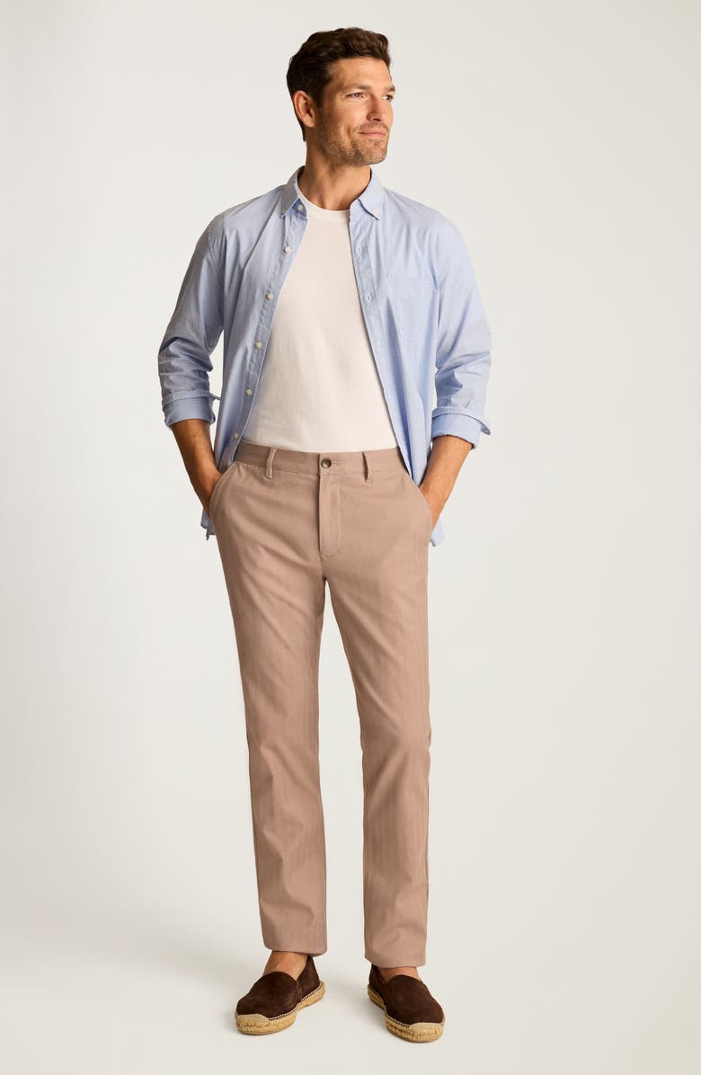 Bonobos Flat Front Stretch Cotton Herringbone Chinos, Alternate, color, Talent Taupe Herringbone