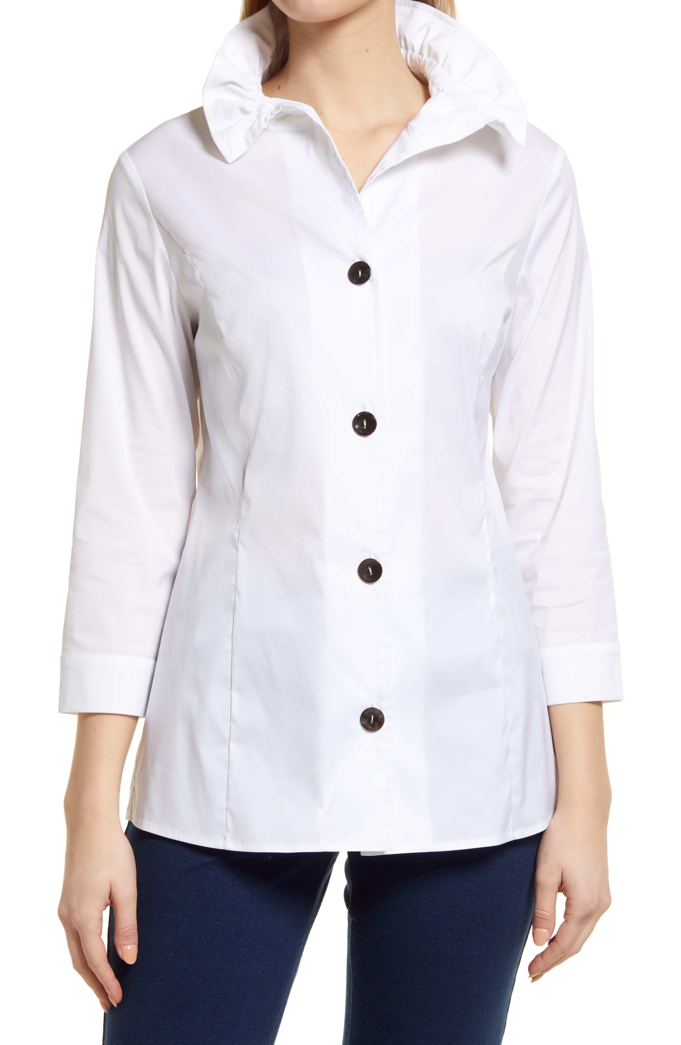 Ruffle Collar Cotton Poplin Blouse