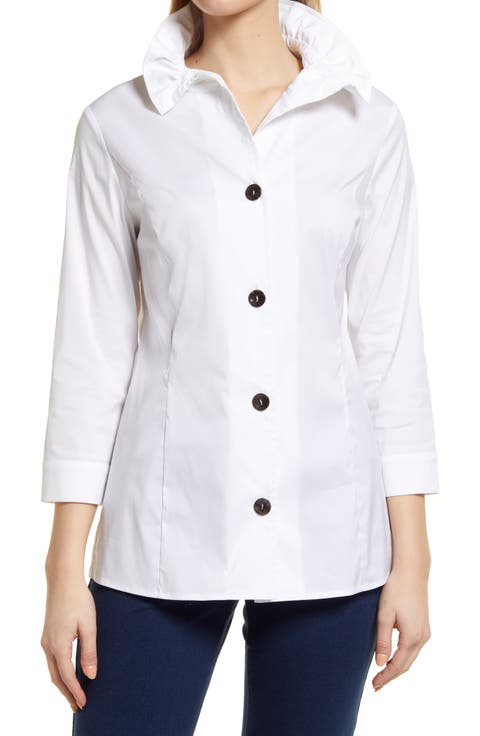 Ruffle Collar Cotton Poplin Blouse