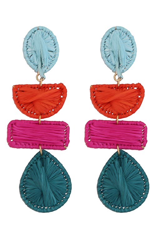 Panacea Raffia Linear Drop Earrings In Multi