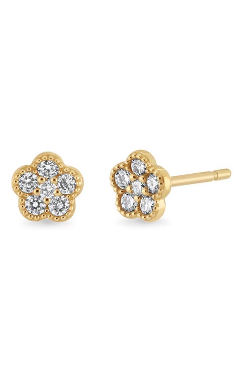 Icon Diamond Flower Stud Earrings