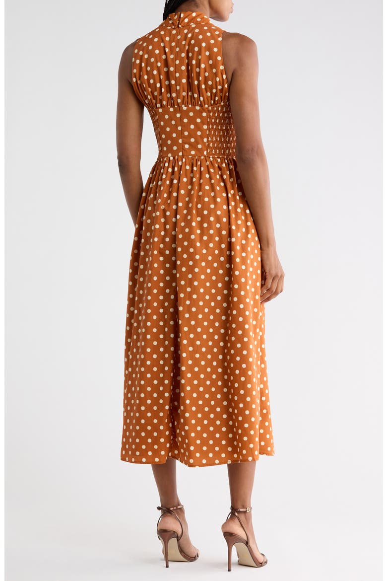 Vivian Halter Midi Dress, Alternate, color, COPPER DOTS