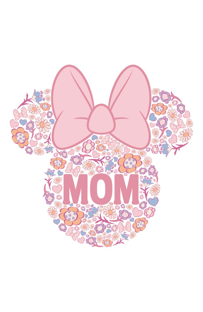Minnie Mouse Women's Minnie Mouse Bow Icon Mom Flower Pattern  Graphic T-Shirt, Alternate, color, White