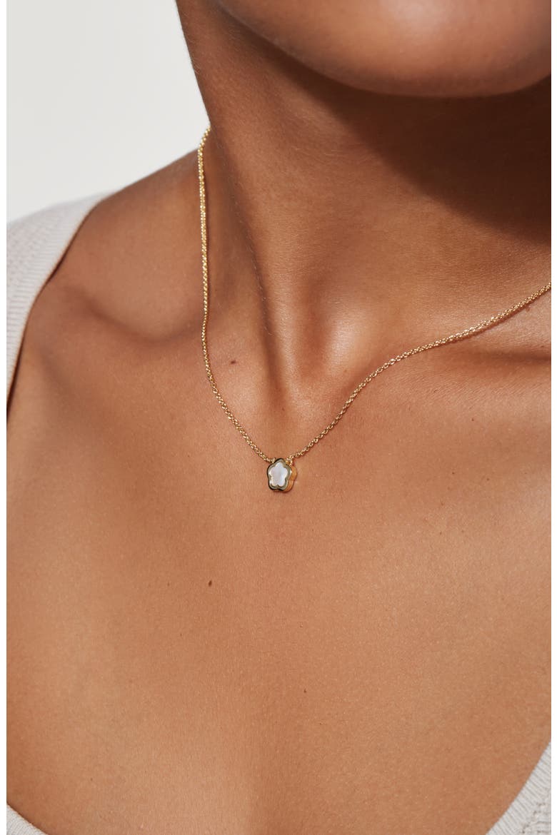 Mother of Pearl Inlay Flower Pendant - Saya, Alternate, color, Gold