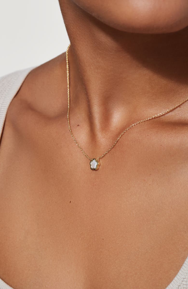 Ana Luisa Mother of Pearl Inlay Flower Pendant - Saya, Alternate, color, Gold