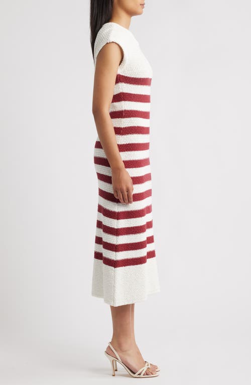 Zoe And Claire Placed Stripe Cotton Sweater Dress In Red