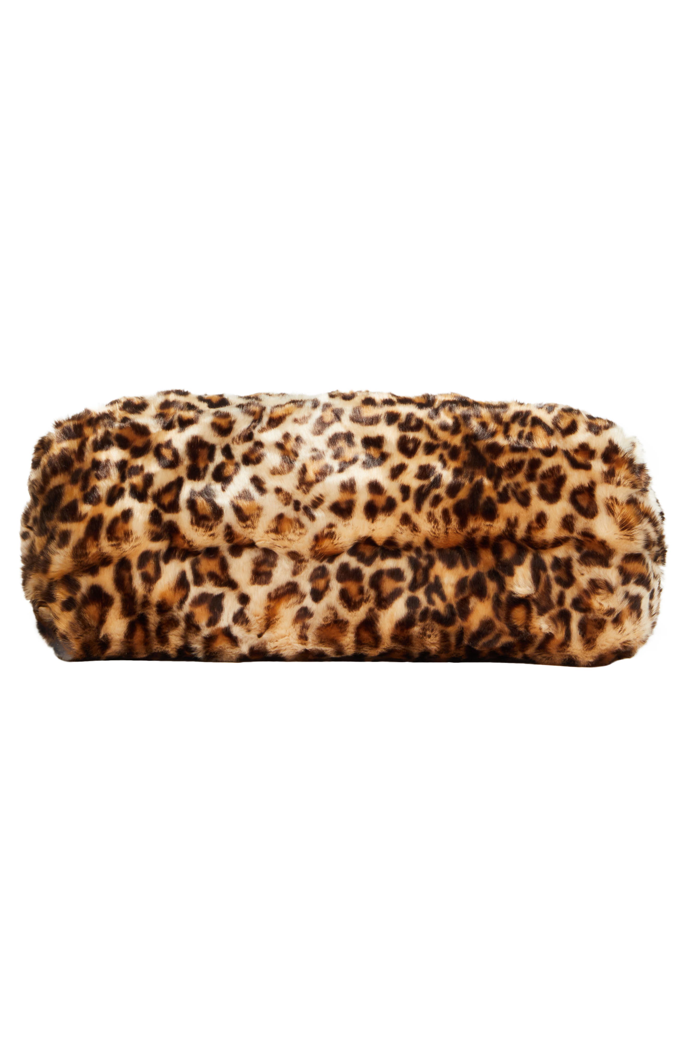R13 Leopard Print Oversize Faux Fur Tote Bag, Alternate, color, 