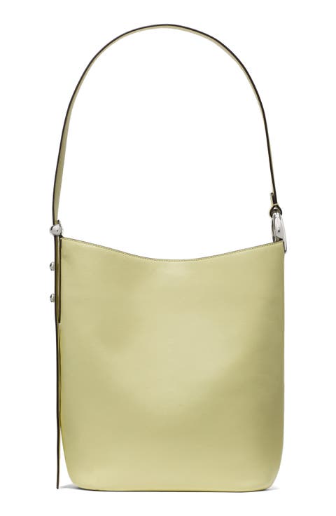 halo fine grain leather bucket bag