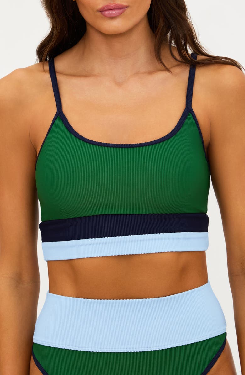 Beach Riot Eva Rib Bikini Top, Main, color, Ivy Colorblock