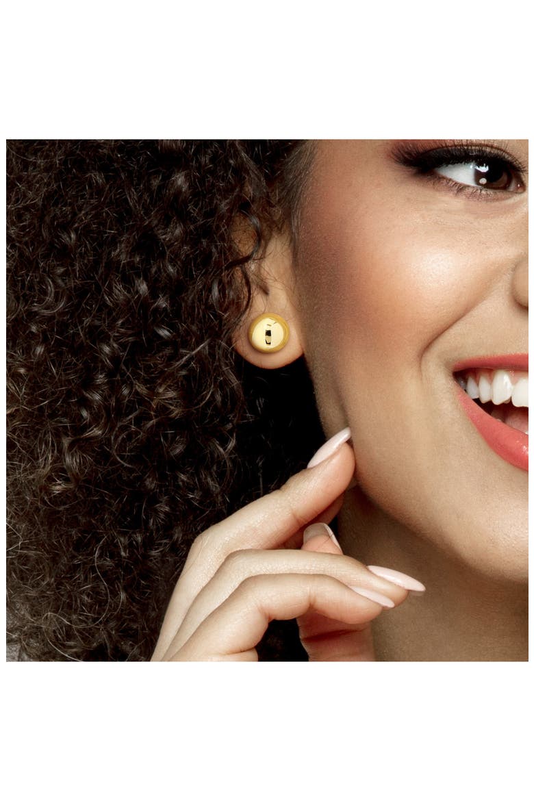 Puffed Round Button Stud Earrings, Alternate, color, GOLD