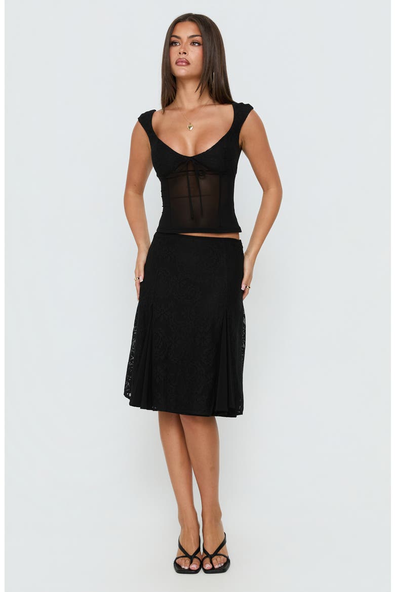 Quani Lace Midi Skirt, Alternate, color, BLACK