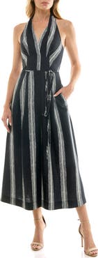 Socialite Stripe Halter Midi Dress