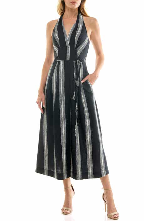 Stripe Halter Midi Dress