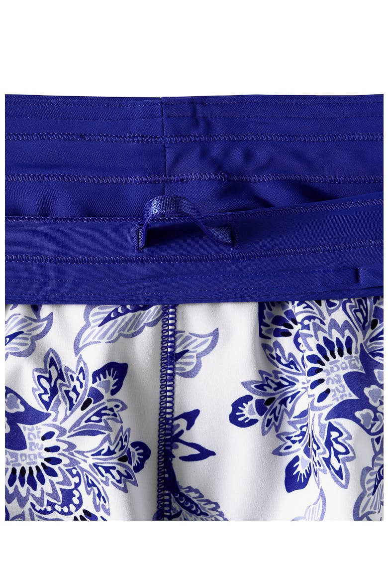 3" Quick Dry Elastic Waist Board Shorts Swim Cover-up Shorts with Panty, Alternate, color, White/Blue Vintage Floral