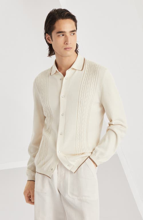 Brunello Cucinelli Knit Shirt In Ecru