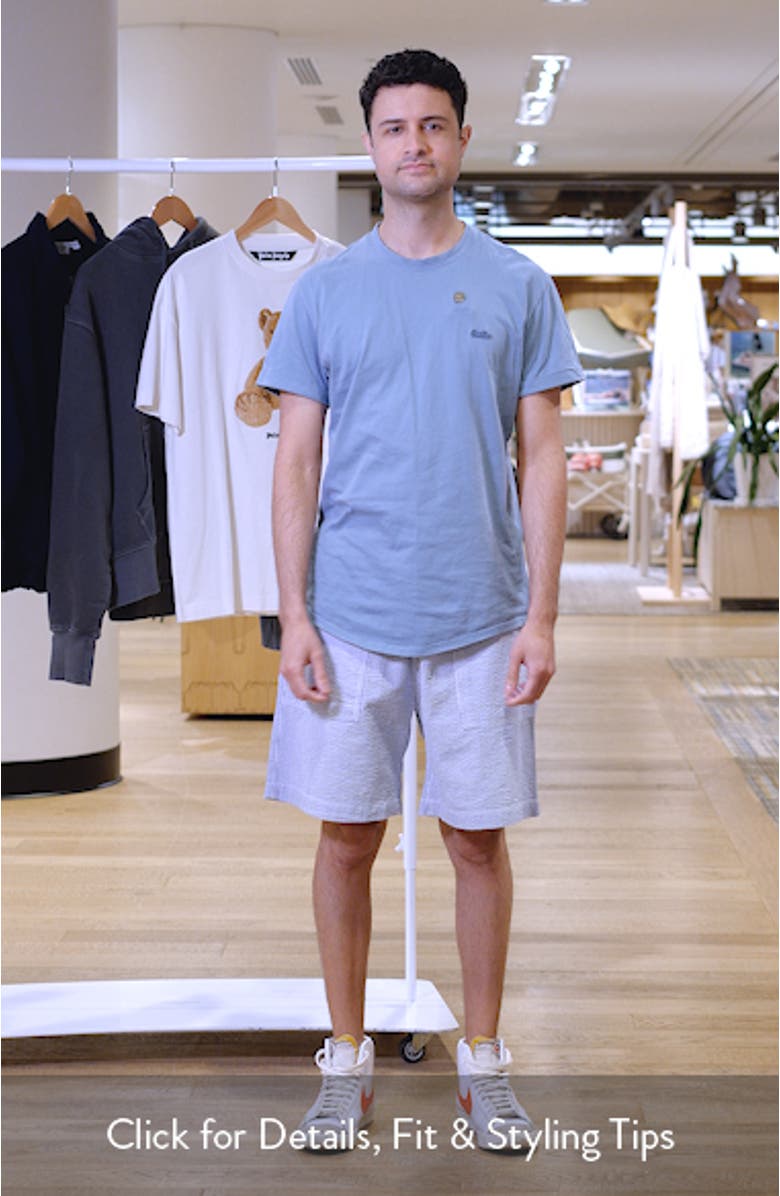 Seersucker Organic Cotton Poplin Drawstring Chef Shorts, sales video thumbnail