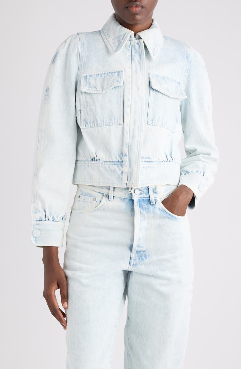 Dries Van Noten Extreme Bleach Heavyweight Denim Jacket, Main, color, Pale Blue