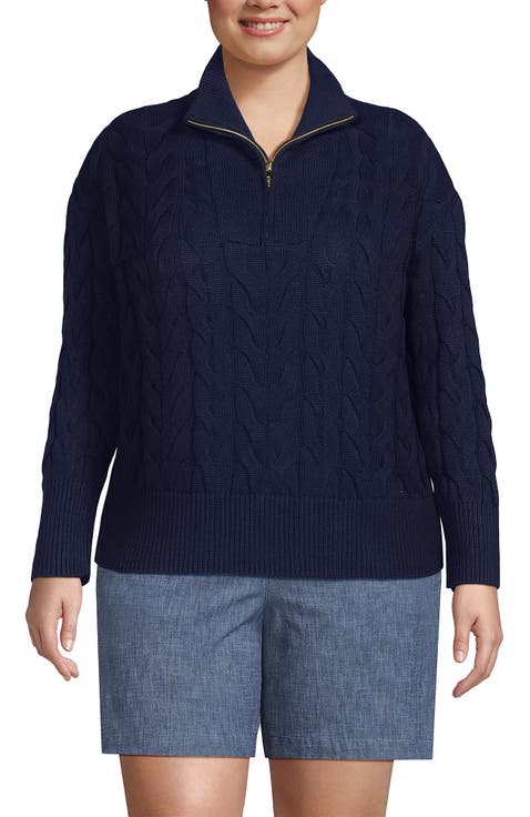 Plus Size Drifter Cotton Quarter Zip Pullover Sweater