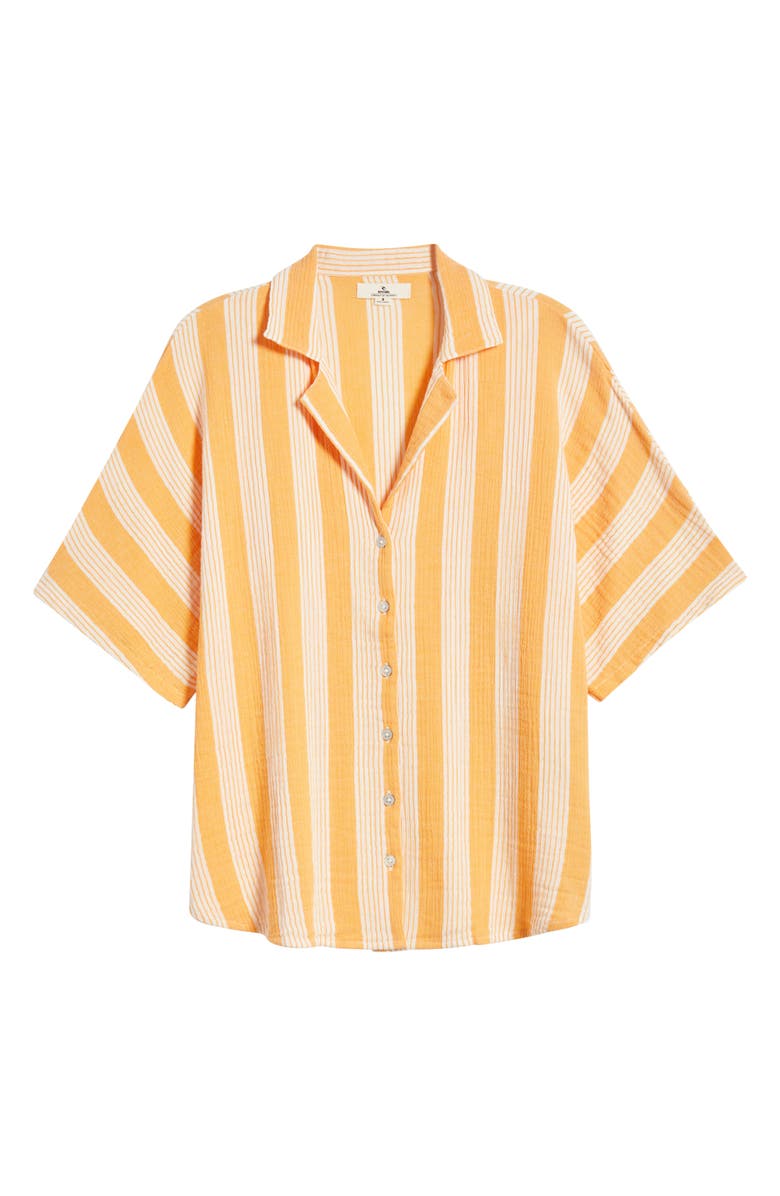 Rip Curl Surf Stripe Cotton Camp Shirt, Alternate, color, Mango