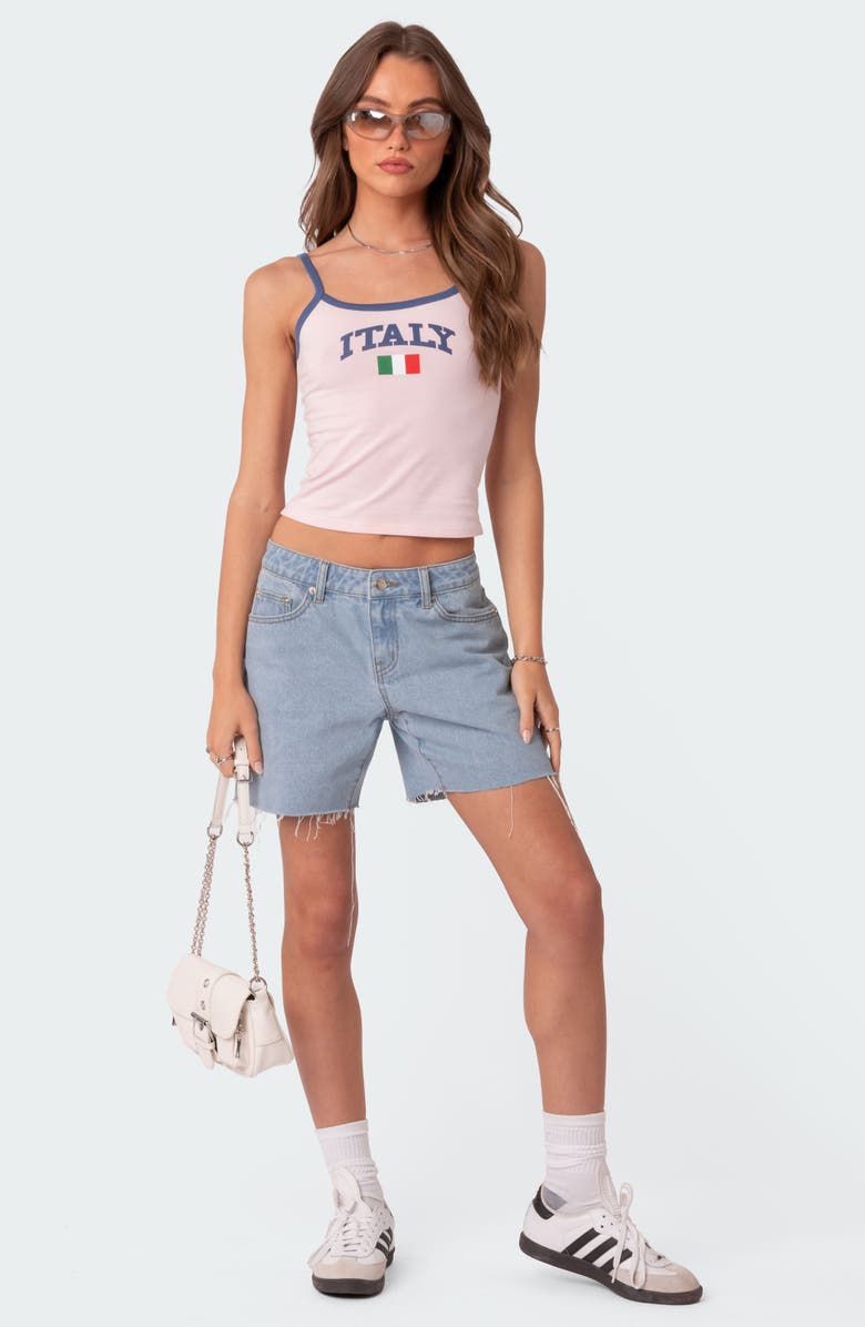 EDIKTED Italy Graphic Crop Tank, Alternate, color, Light-Pink