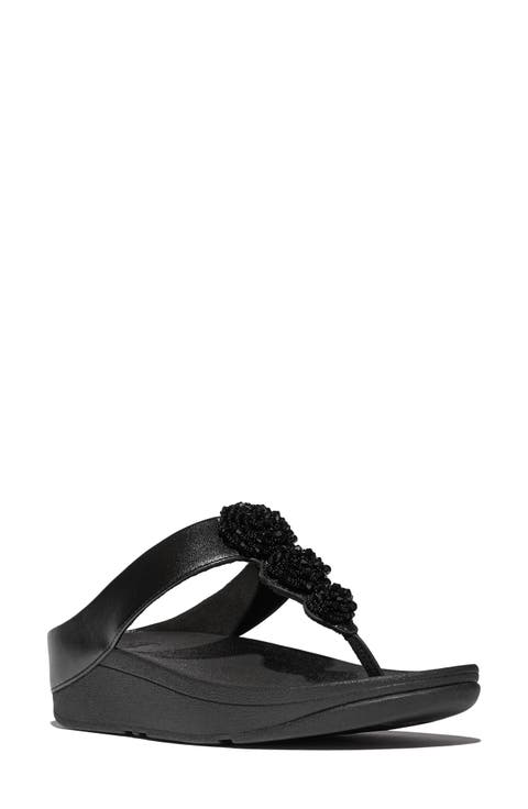 Fino Beadie-button metallic toe-post sandals