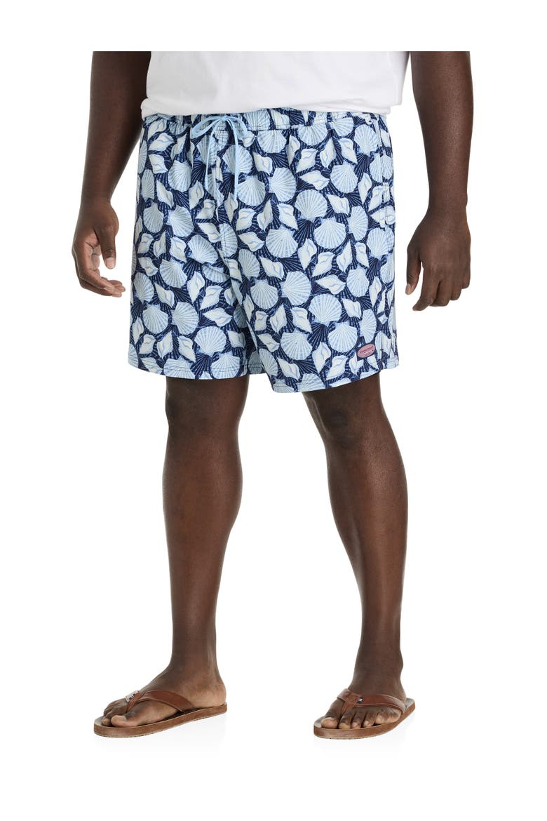 Big & Tall Seashell Chappy Swim Trunks, Main, color, SHELL TOSS NAVY