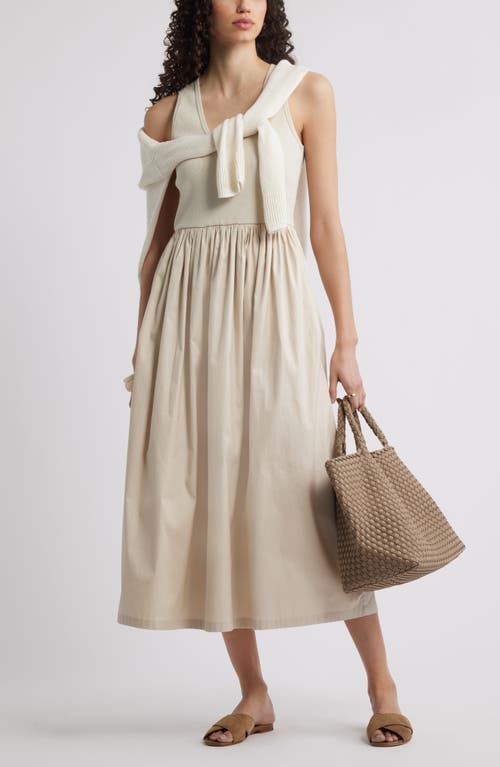 Shop Nordstrom Mixed Media Stretch Cotton Tank Maxi Dress
